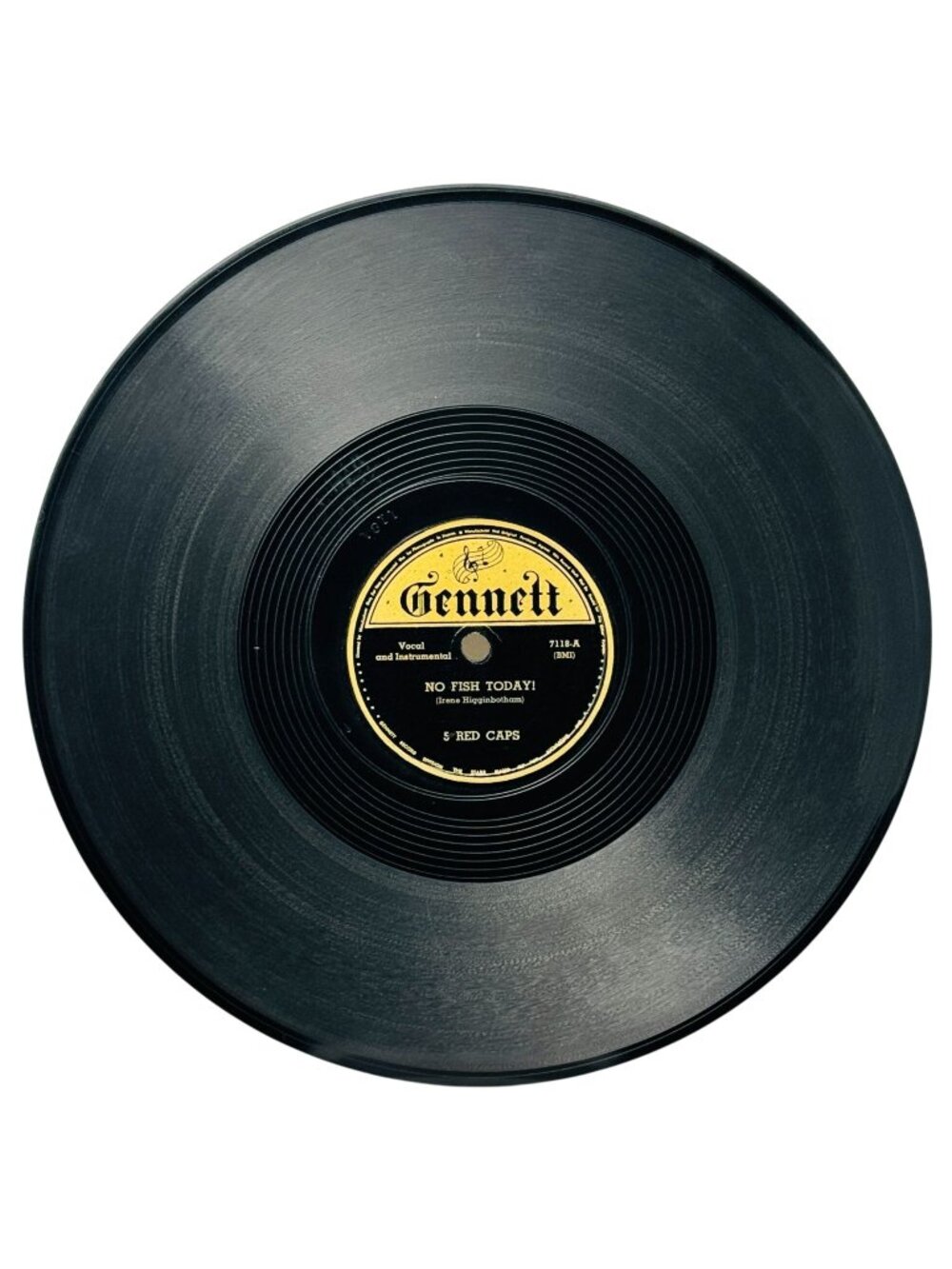 5 Red Caps No Fish Today! 10in Shellac Record 78 RPM Gennett 7118 Vintage